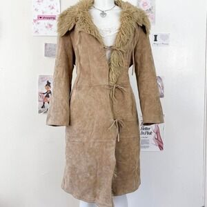 Oakwood Vintage Y2K Tan Suede Leather Penny Lane Coat Penny Lane Aesthetic